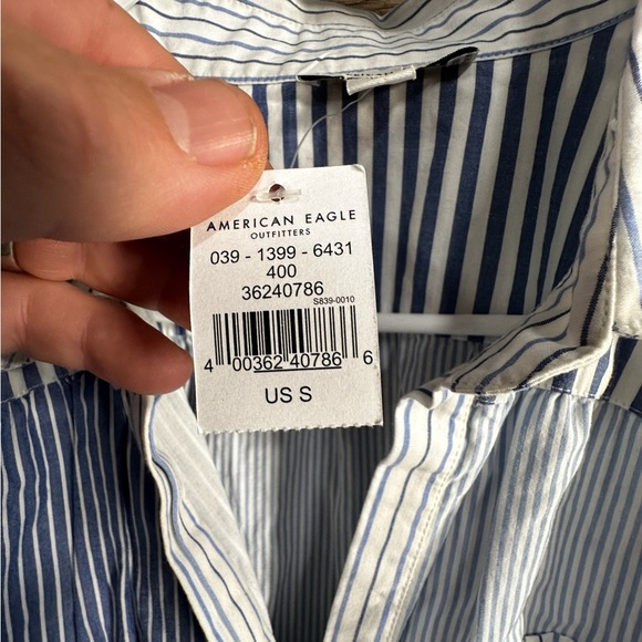 American Eagle Outfitters Blue Pleated Long Sleeve Dress - Picture 3 of 9